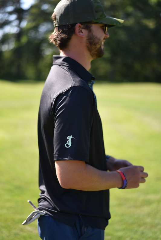 Men's Solid Golf Polo - Black